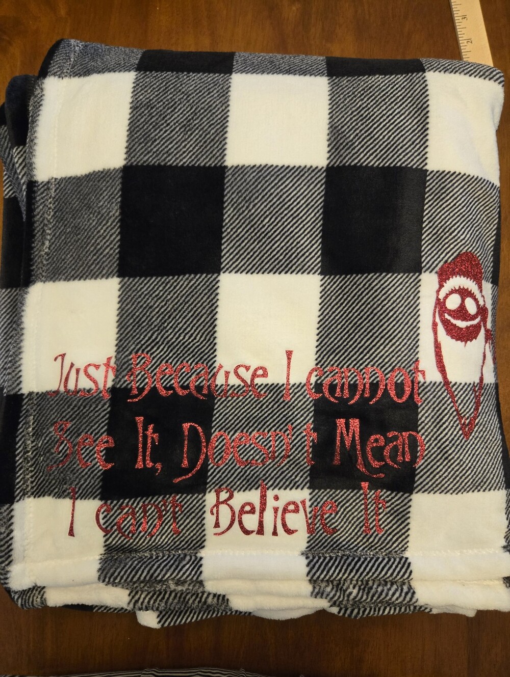 The Big One White Plush Throw with Navy Logo Tag